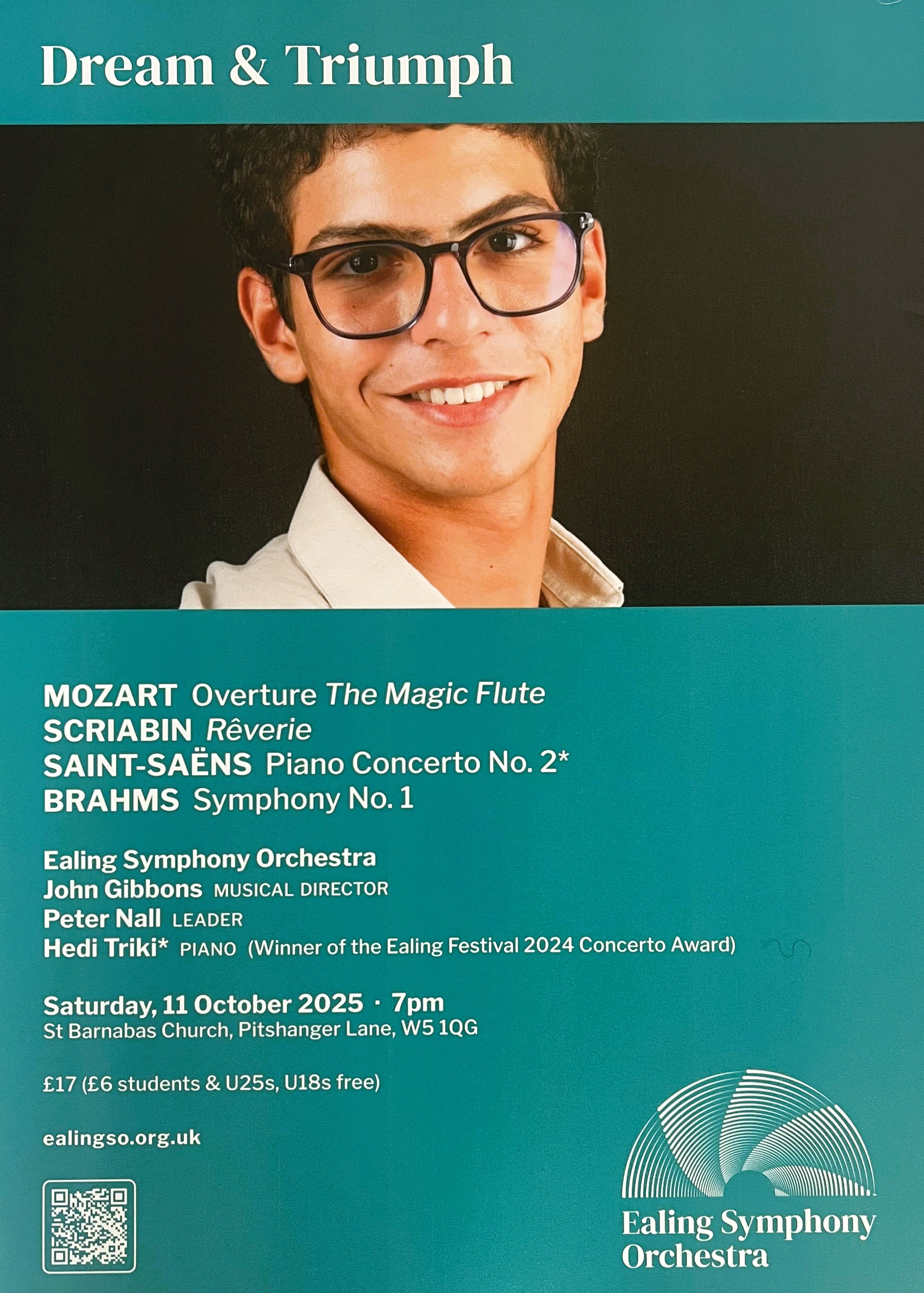 Poster for the Ealing Symphony Orchestra season opening, October 2025